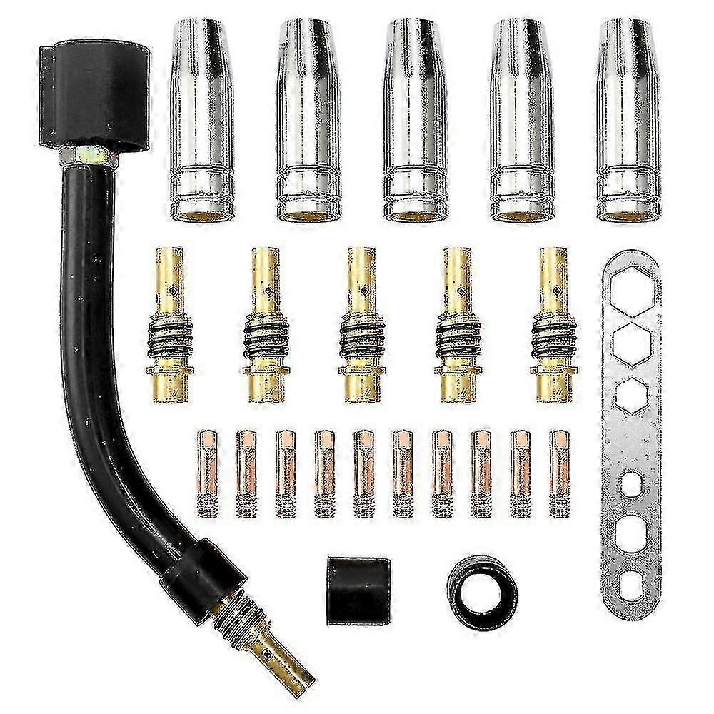 15AK MIG Welding Torch Consumables 24pcs - Shield Cup, Electrode, Tips, Gooseneck