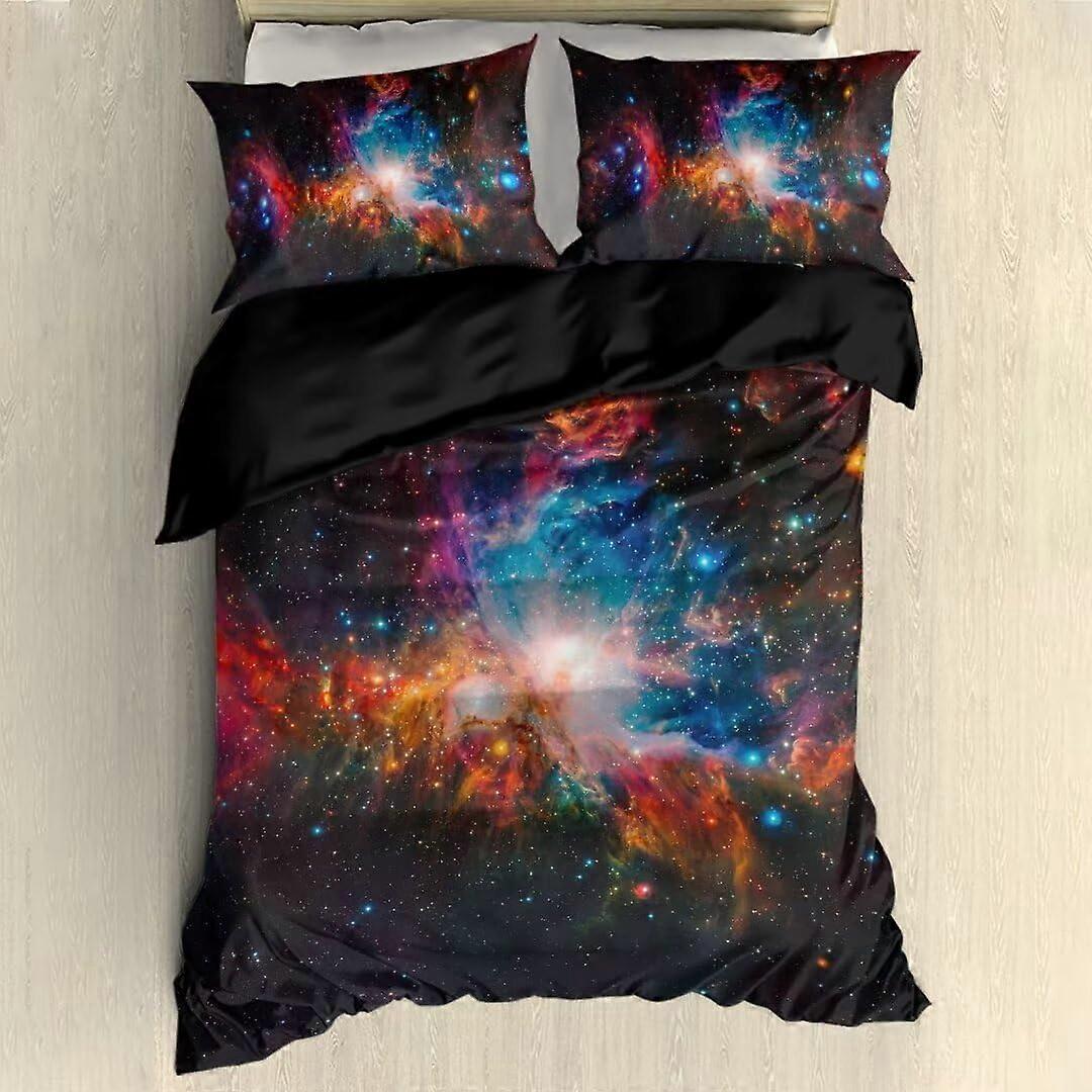 3 Pieces Bedding Set Dreamy Starry Sky Colorful Rainbow Galaxy Ultra Soft for Teens Twin Size