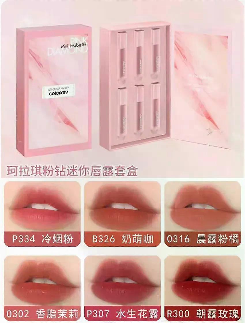 Gaibosi COLORKEY Mini Set Ensemble de brillant à lèvres Collection de lèvres romantiques Brillant à lèvres mat aqueux Rouge à lèvres liquide imperméable à l’eau Coffret cadeau