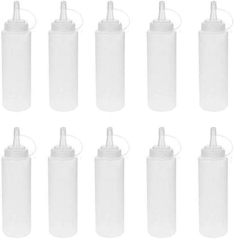 Condiment Squeeze Bottles, 8 Oz, Transparent, Food Grade, Leakproof, Multipurpose