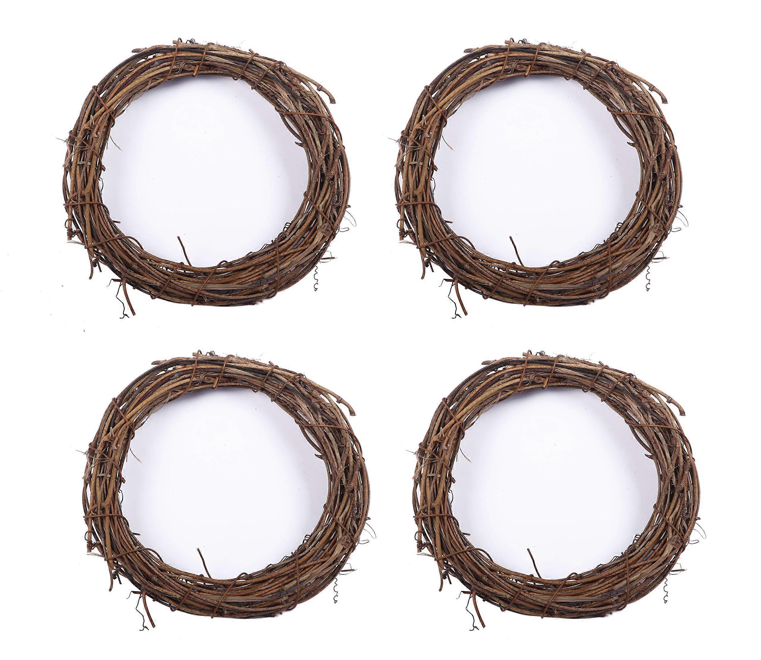 4個の木製ブドウ花輪ホームデコレーション10インチ