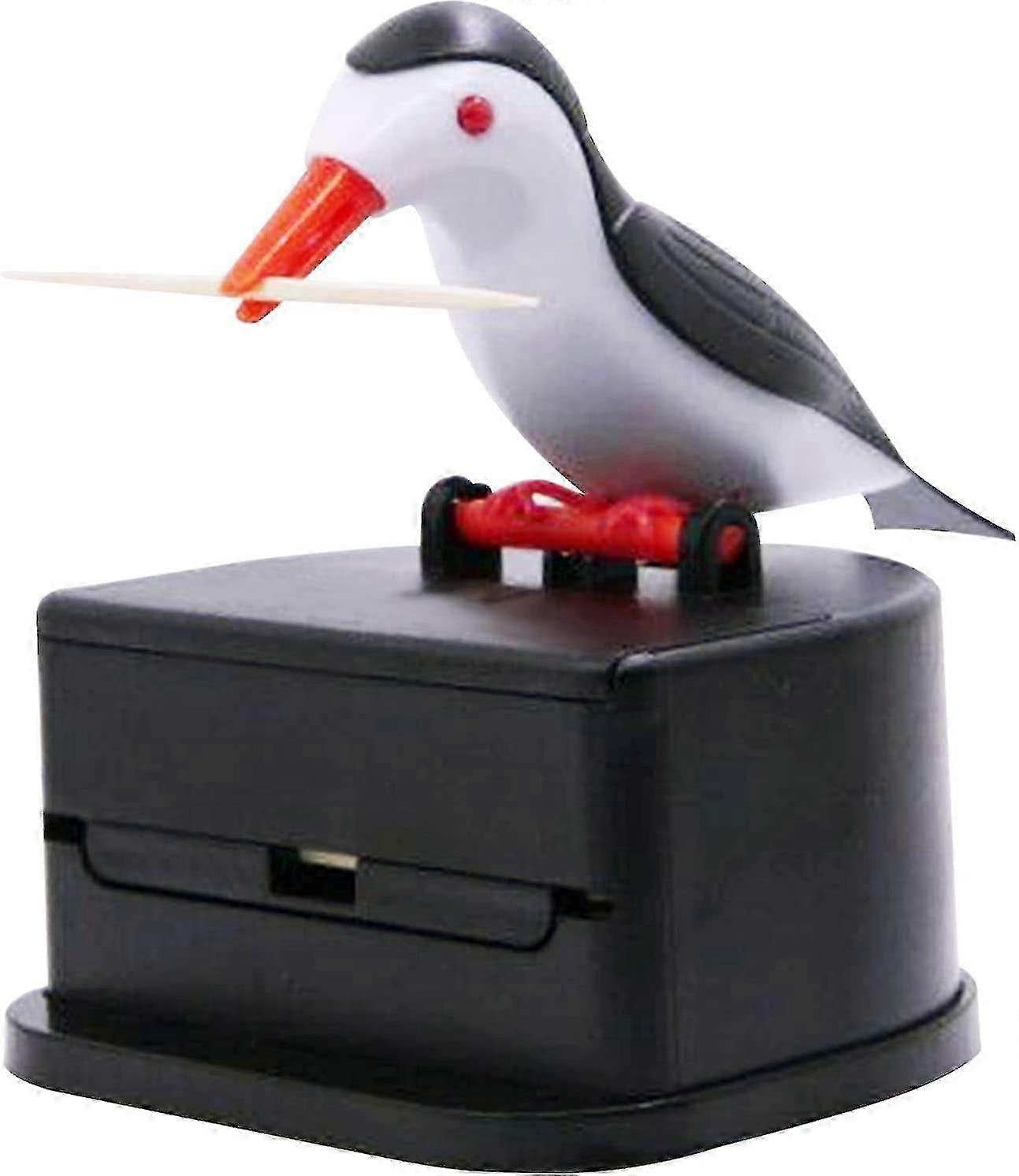 Little Bird Toothpick Dispenser, Creative Push-type Toothpick Bird Dispenser, . (black)