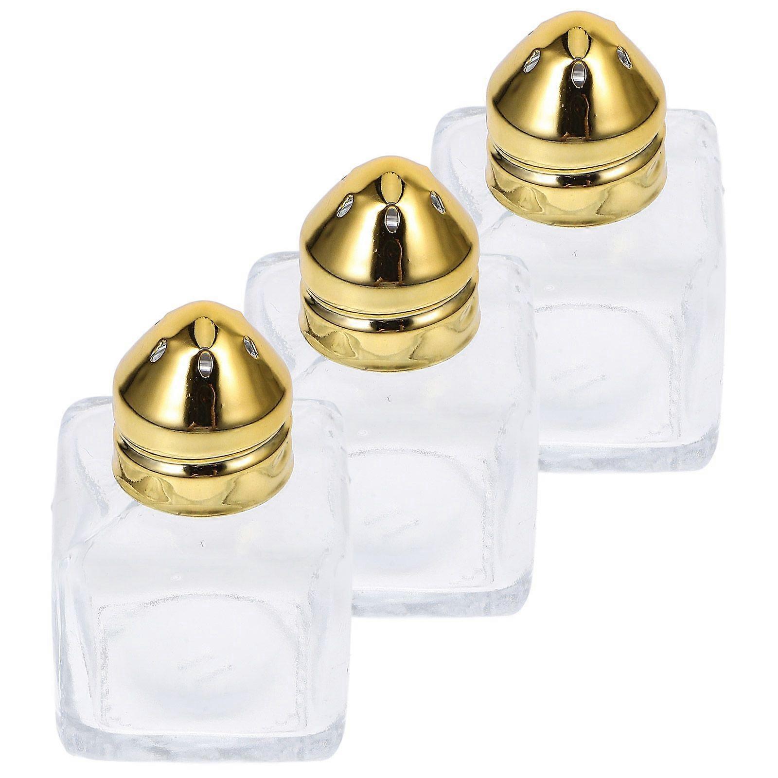 3 件装盐瓶紧凑型玻璃调味品瓶家用厨房胡椒瓶 15ml