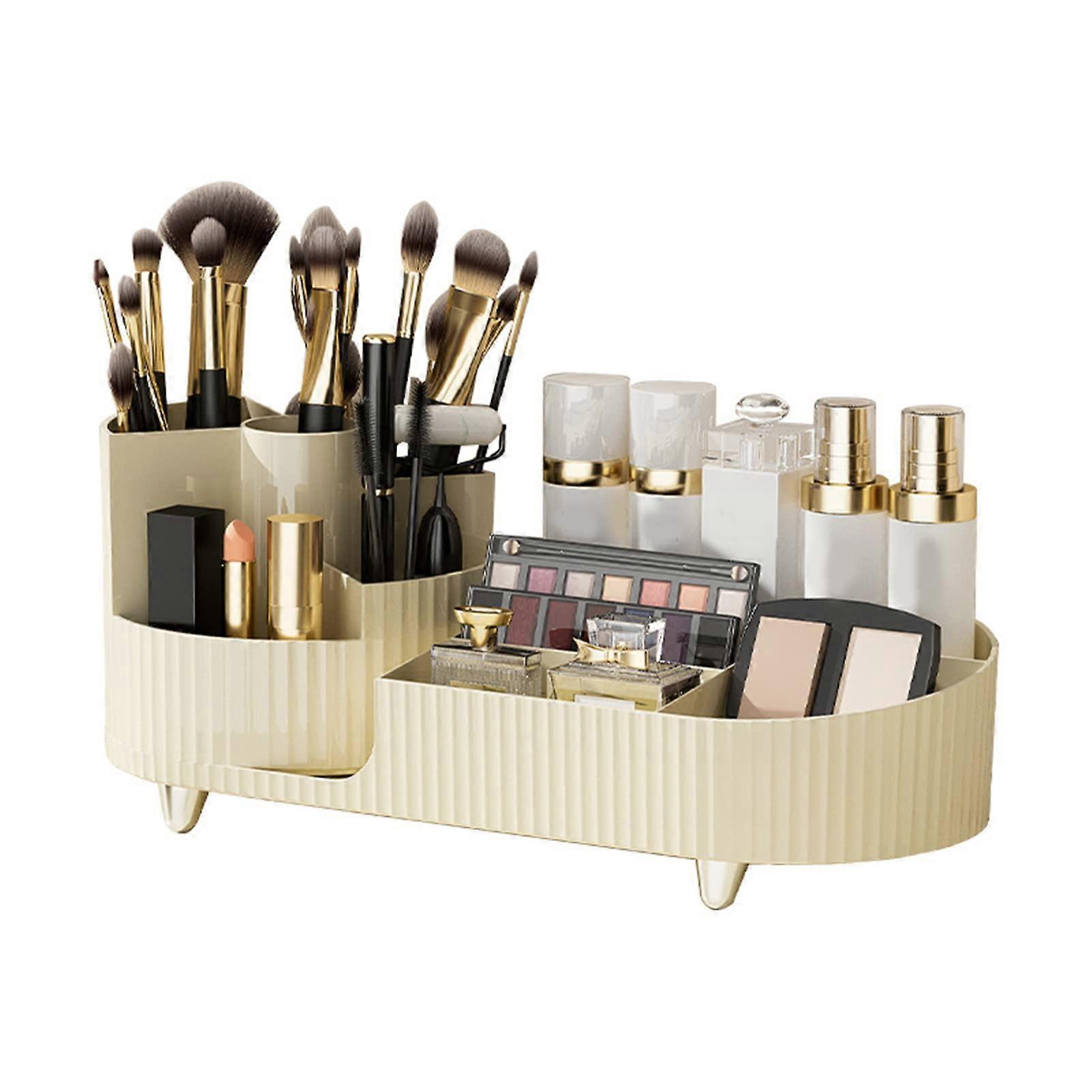 Bathroom Organizer Countertop, Cosmetic Display Case with Rotating Makeup Organizer