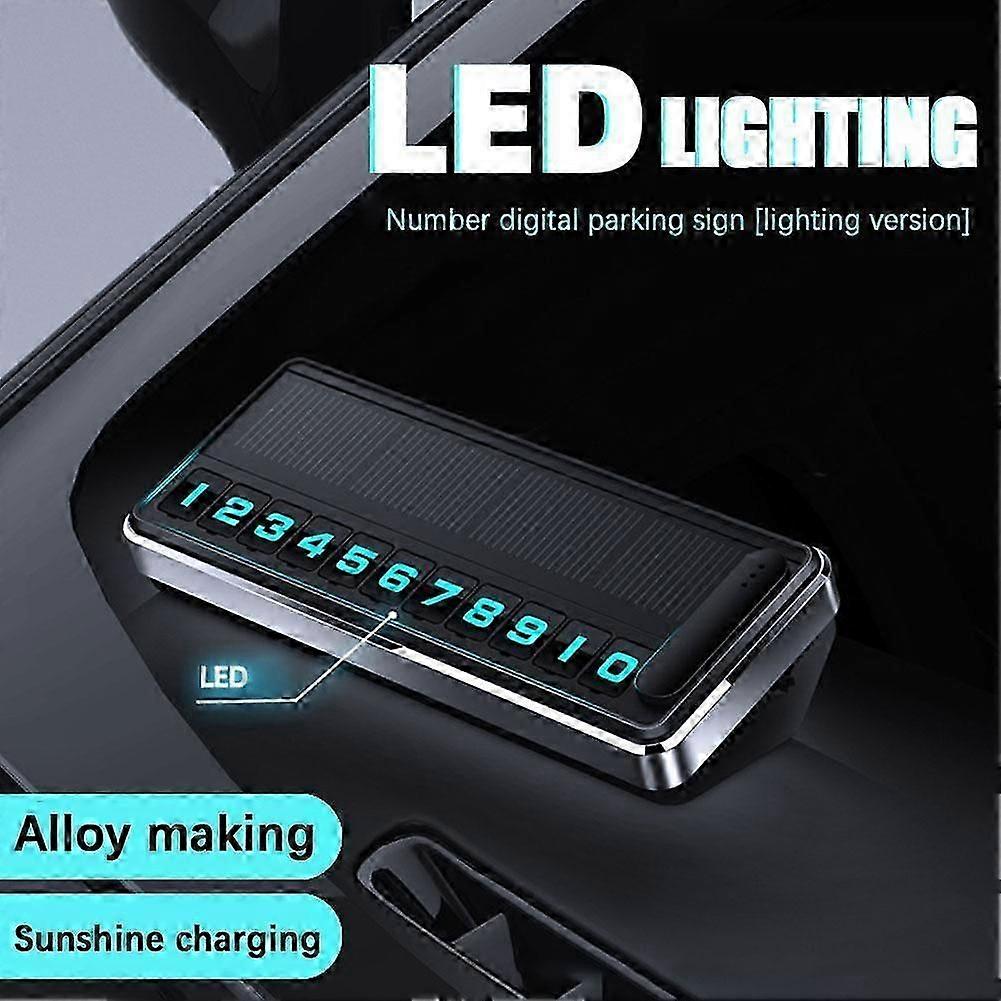 Solar Car Phone Number Plate Led Lighting Temporary Parking Card Hidden Plates