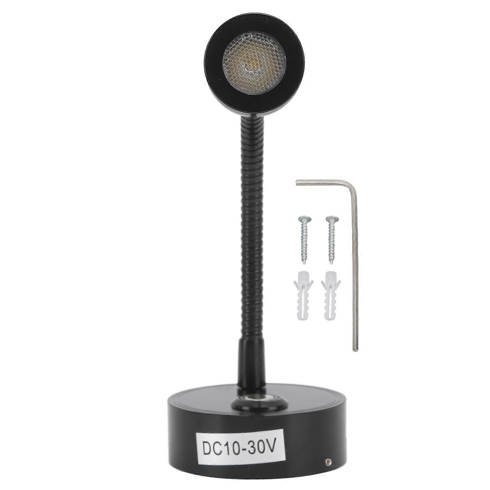 Reading Light DC10V to 30V High Brightness Adjustable Color Temperature LED RV Bedside Lamp for Trucks Campers Ships Yachts Black