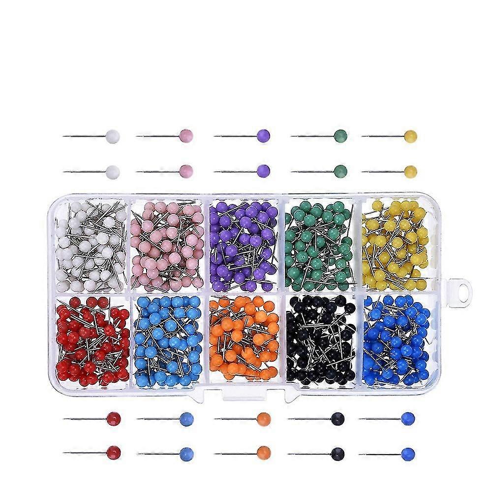 600pcs Multi-color Push Round Head Map Tacks For Maps Calendar Whiteboard Fabric Making (ten Colors)