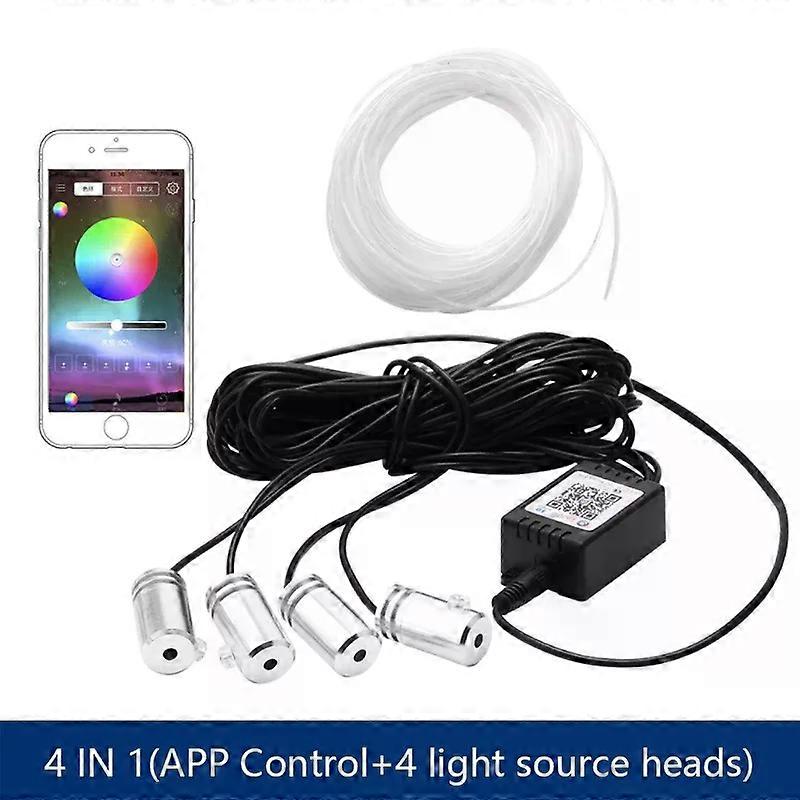 LED Atmosphere Car Light RGB Flexible Decorative Lamp 8M Interior Ambient Light by App Control Fiber Optic Strips Light