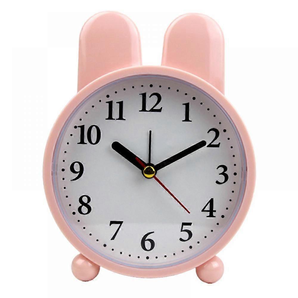 SAYTAY子供の目覚まし時計、漫画の目覚まし時計、小さなウサギの目覚まし時計、学生の子供の家の装飾デスクトップ時計(パターンなしのピンク)