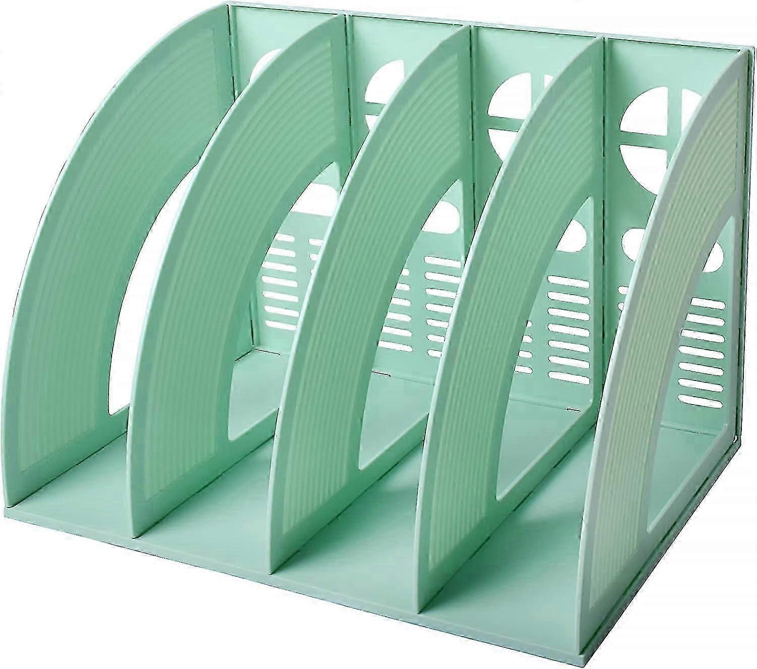 Magazine File Holder Folder Storage Desktop 4 Compartment Standing Hollow Green File Bookshelf Organizer Box Office Racks