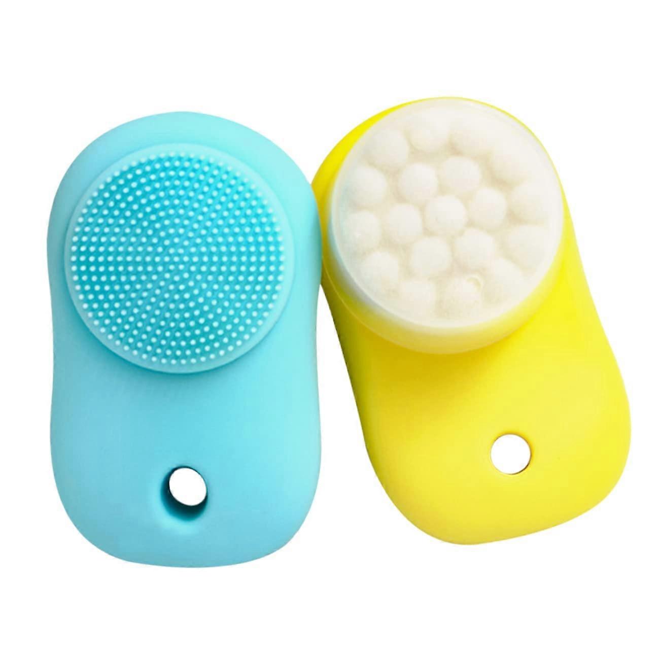 Cleansing Exfoliator Face Brush Double Sided Facial Cleansing Brush by for Pore Cleaning 2 Pieces 2 Colors