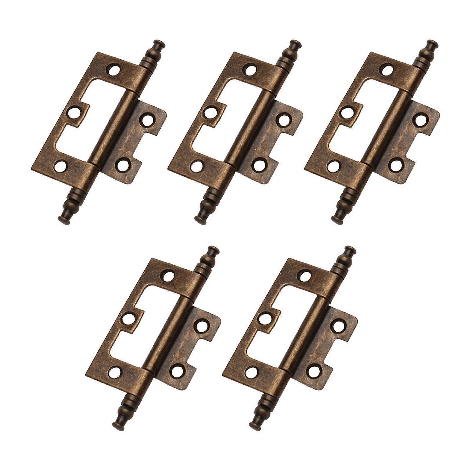 5x Bronze Iron Flush Hinge with Finial Cupboard Inset