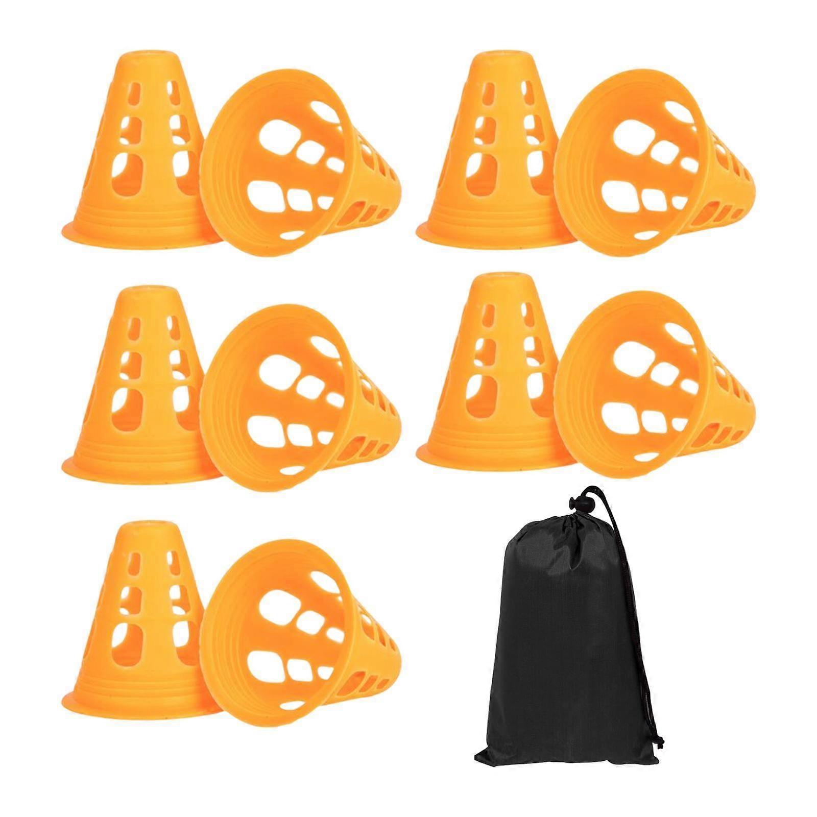 10 Pieces Skating Marker Cones Training Cones Accessories Equipment with Storage