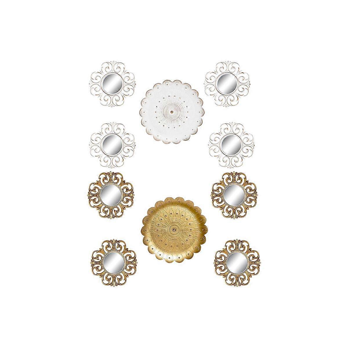 Mirror Set DKD Home Decor Crystal Golden White PP 2 Units Modern Stripped (35 x 2 x 35 cm)