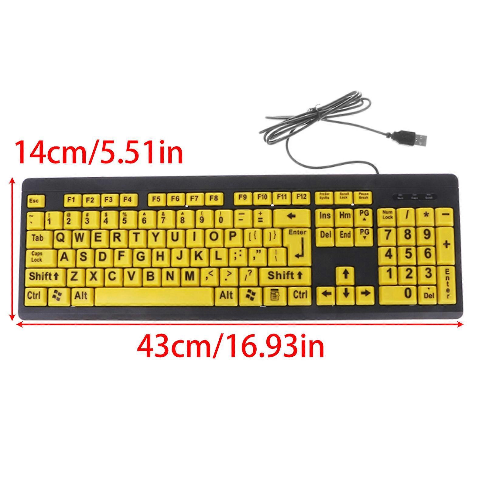 USB Wired Elderly Keyboard Middle-aged Elderly Special Eye Protection Desktop Notebook Large Character Standard Keyboard Yellow