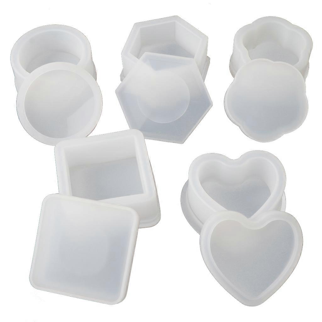 5 Pcs Box Resin Molds with lids Silicone Molds for DIY Craft Making Storing Earrings Rings Coins Keys Ashtray Epoxy Mold Multicolor