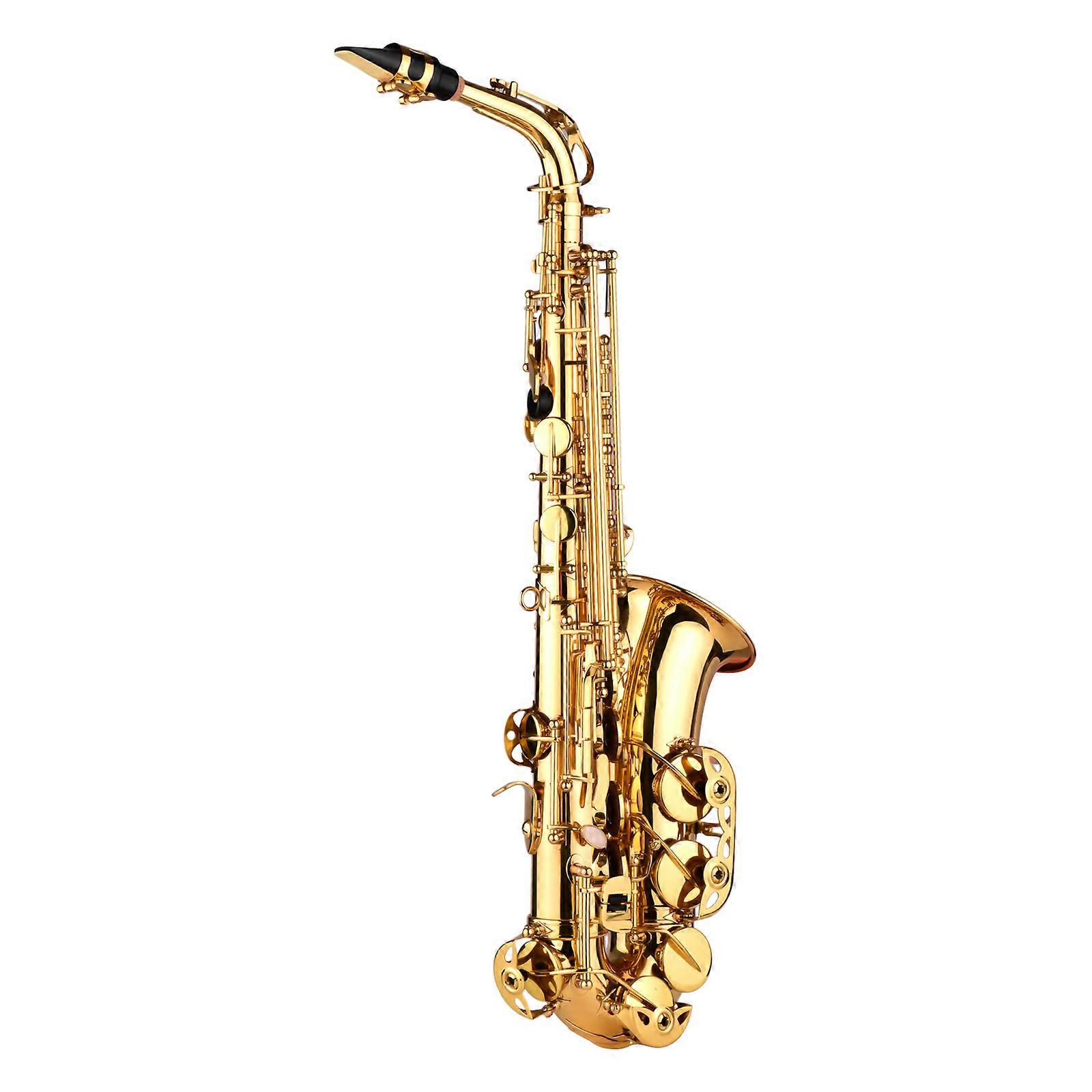 AS200 Eb Alto Saxophone Brass Lacquered Alto Sax Wind Instrument with Carry Case Gloves Straps Cleaning Cloth Brush