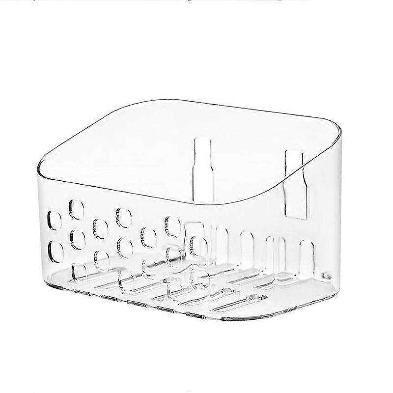 Small wall-mounted shower basket without drilling for bathroom and kitchen, transparent plastic