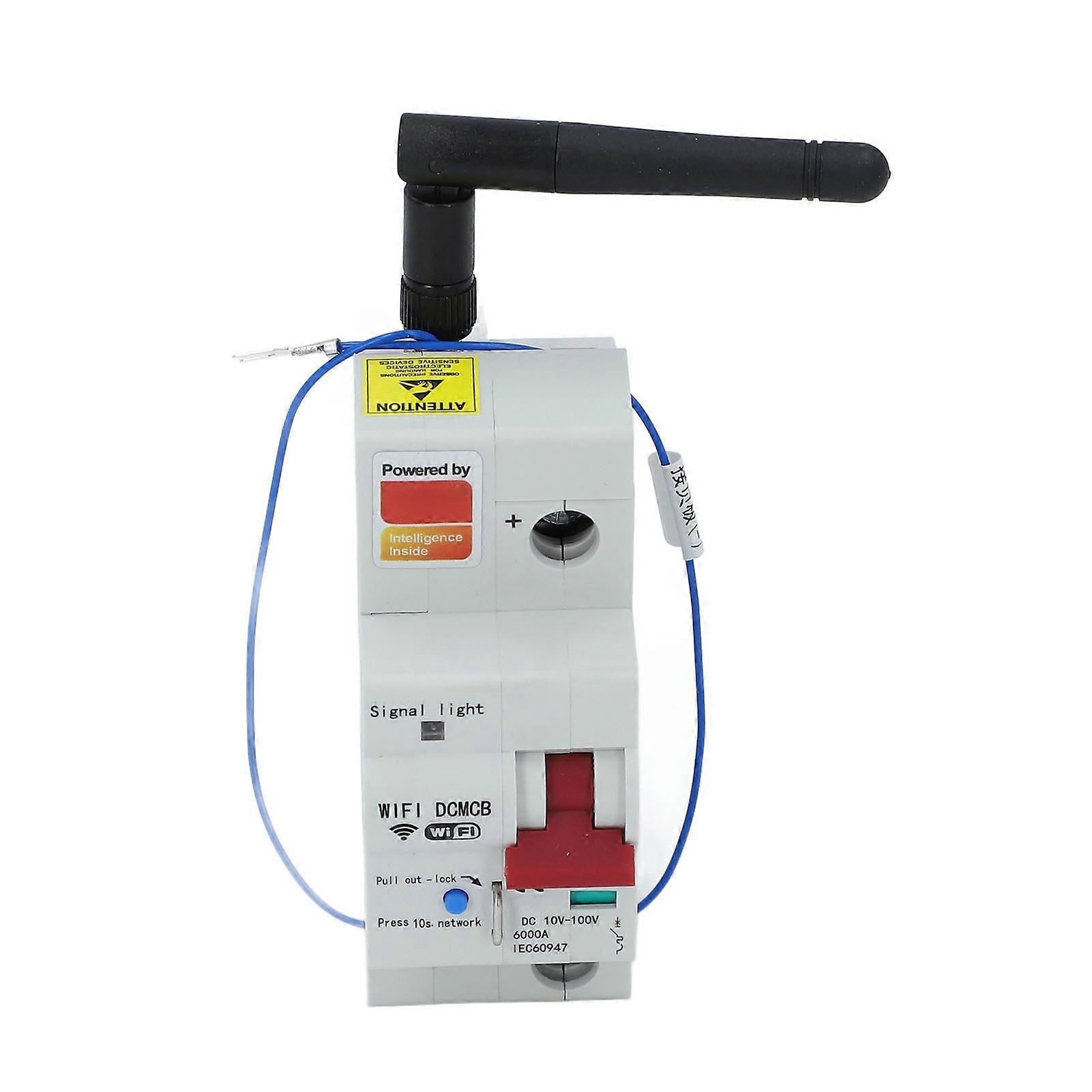Smart WiFi Circuit Breaker APP Fernbedienung Unterstützung Sprachsteuerung Smart DC Luftschalter mit Sicherheitssperre DC10-100V 100A