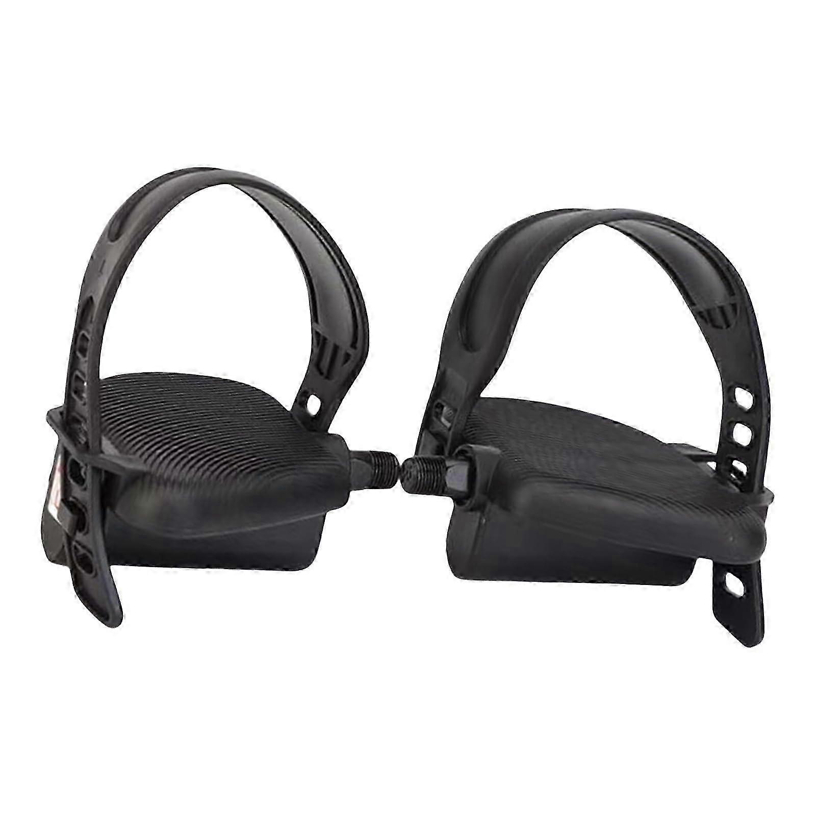2025 2Pcs Exercise Bike Pedals and Fixed Strap Set Exercise Bike Pedals Replacements with Adjustable Pedal Strap for Bikes