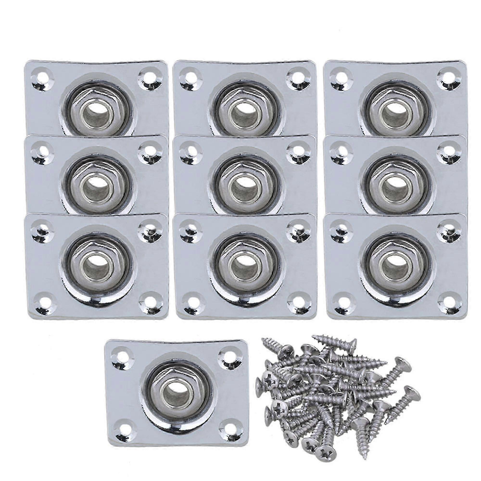 Chrome Metal Dented Output Plate With Jack Suitable for Guitar Set of 10 Pieces