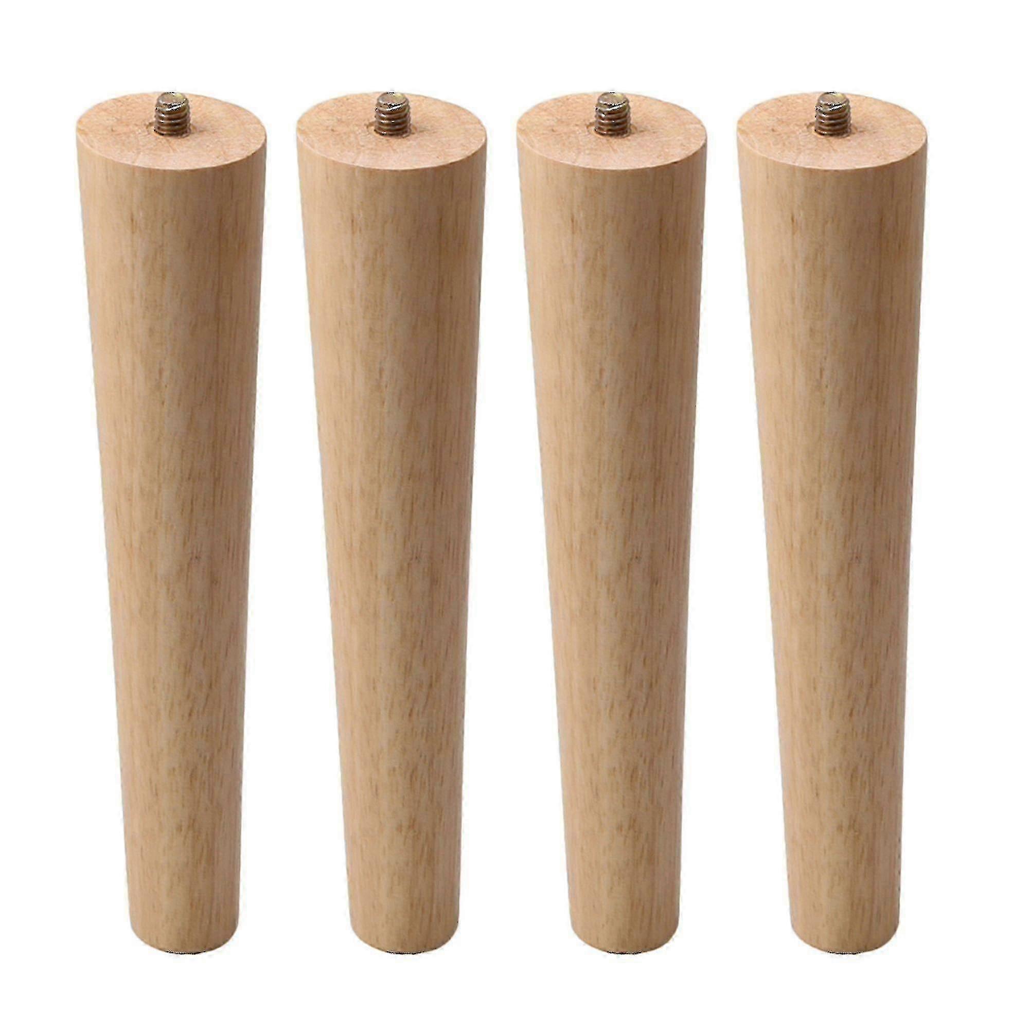4pcs Solid Wood Round Tapered Table Legs with 25mm Bottom Dia & M8 Thread