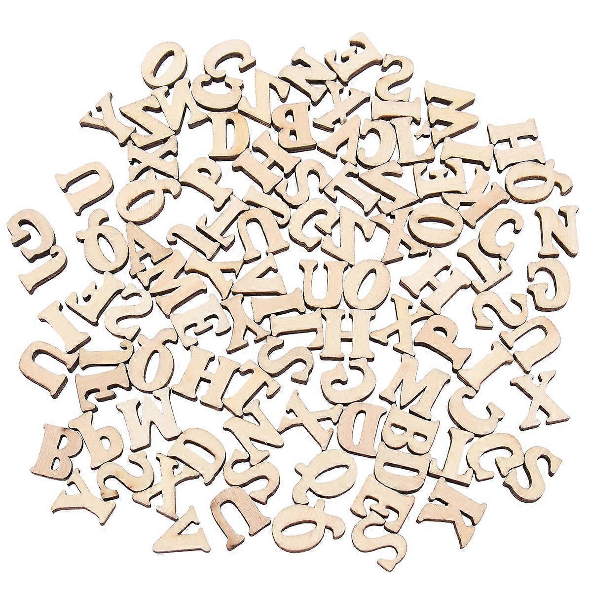 Wooden Capital Letters for Craft Decoration 100PCS Unfinished Cutout Discs in Khaki Color