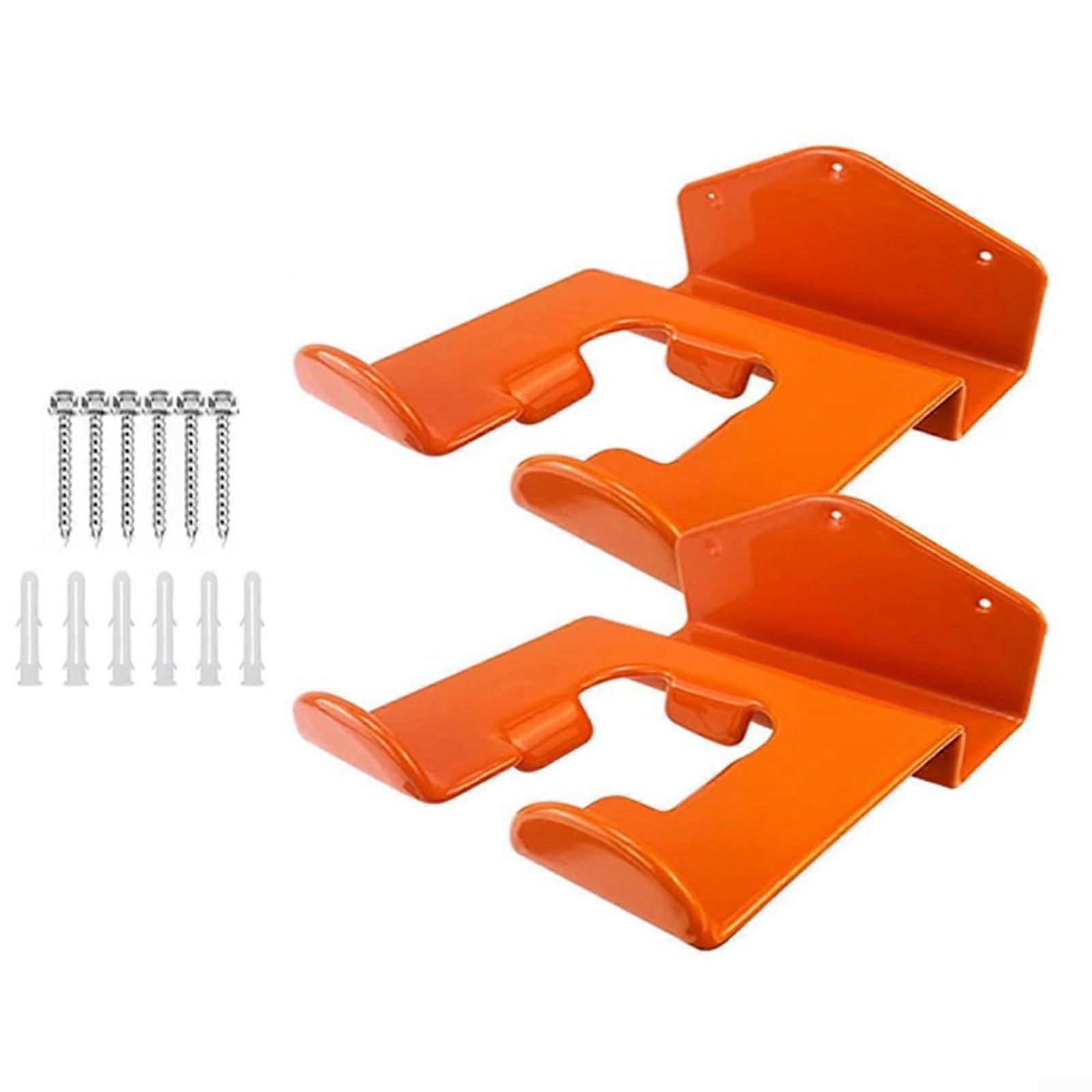 14part set metal wall bracket for lawn trimmer, garage, storage shelf, sturdy hooks, organizer for garden tools, spacesaving, yellow