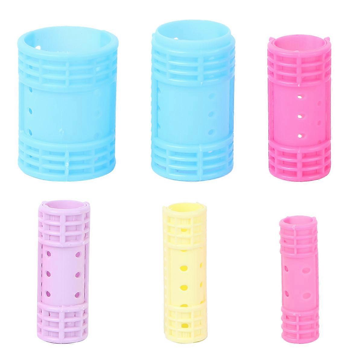 Curlers For Women Professional Cylinder Plastic Curling Styling Tool Hair Salon Daily Use Assorted Color 6Pack