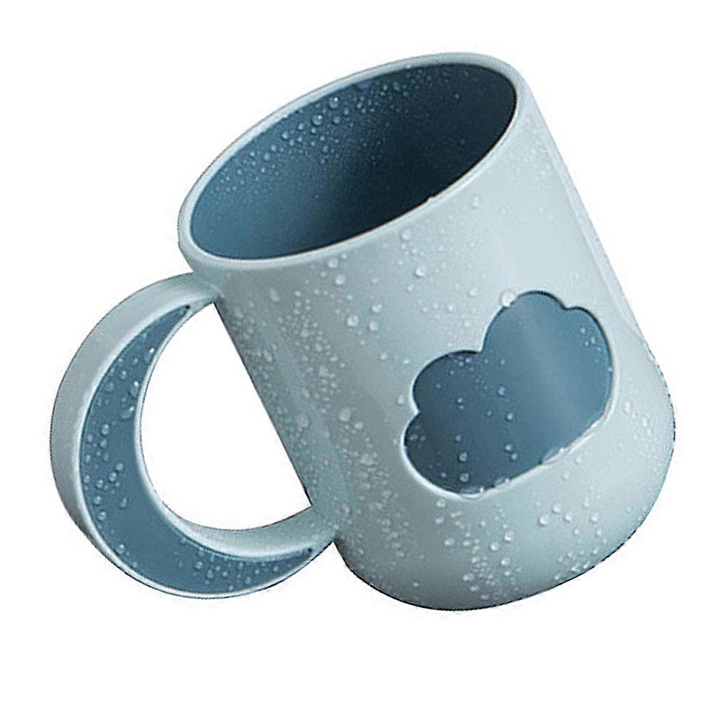 Plastic Tooth Mug for Bathroom Use 2Pcs Light Blue Water Cups with Handle