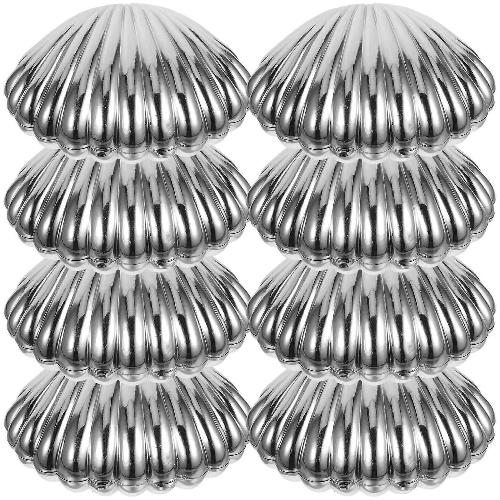 Small Chocolate Box Shell Shape Silver 9.00X7.50X4.00CM PP Material For Wedding 10Pcs