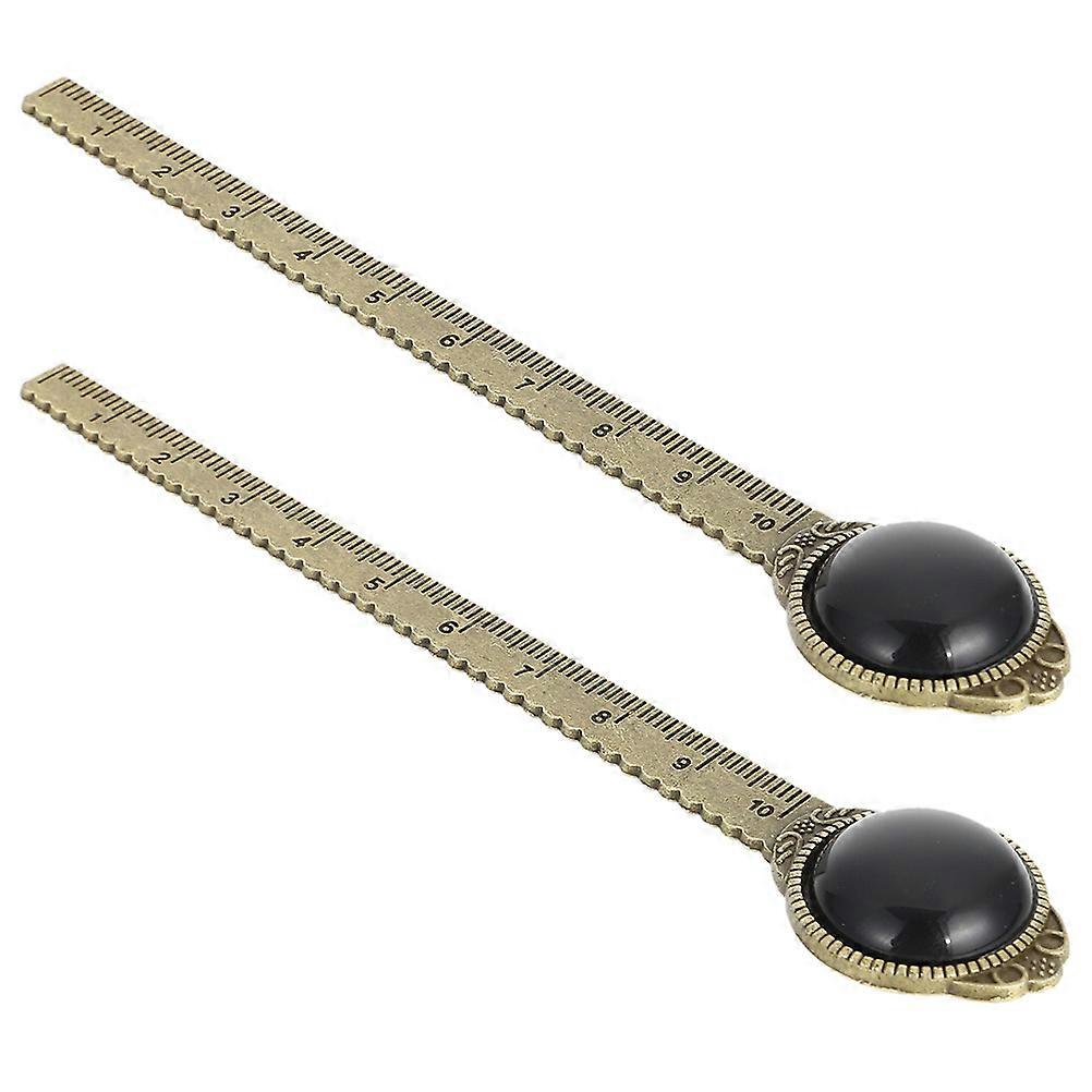 Crystal Stone Bookmarks 2Pcs Golden Locator Book Mark for Decor