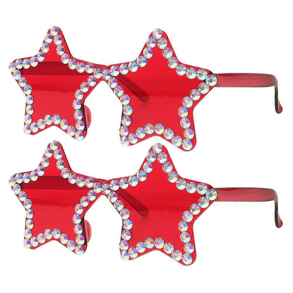 Frameless Glasses 2Pcs Red Shape Rhinestone Unique Bling Glasses for Decor