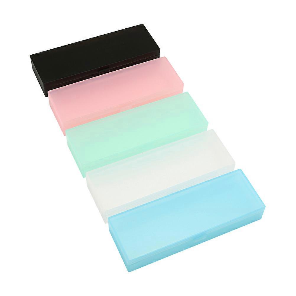 Plastic Pencil Case Translucent Frosted School Use Rectangular Shape 5Pack