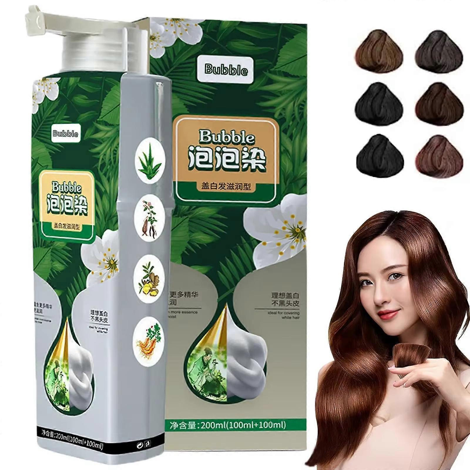 200ML reiner Pflanzenextrakt für graue Haarfarbe Blasen Farbstoff Bubble Haare Farbstoff Pflanze Bubble Haarfärbemittel Shampoo Lazy Bubble Haarfärbemittel