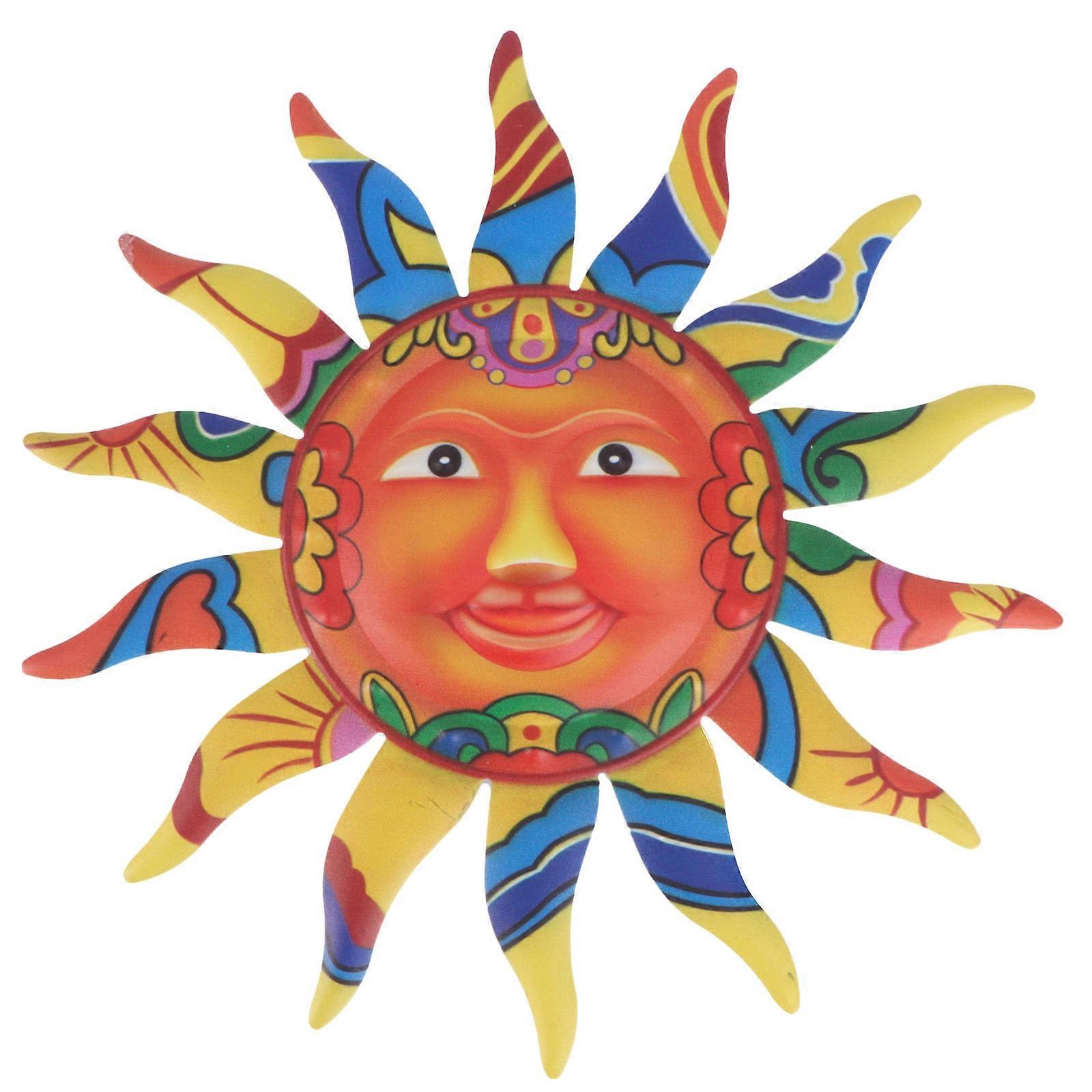 Iron Wall Hanging Sun Decor Ornament for Home Garden Rustproof Art Brightening Indoor Outdoor Spaces