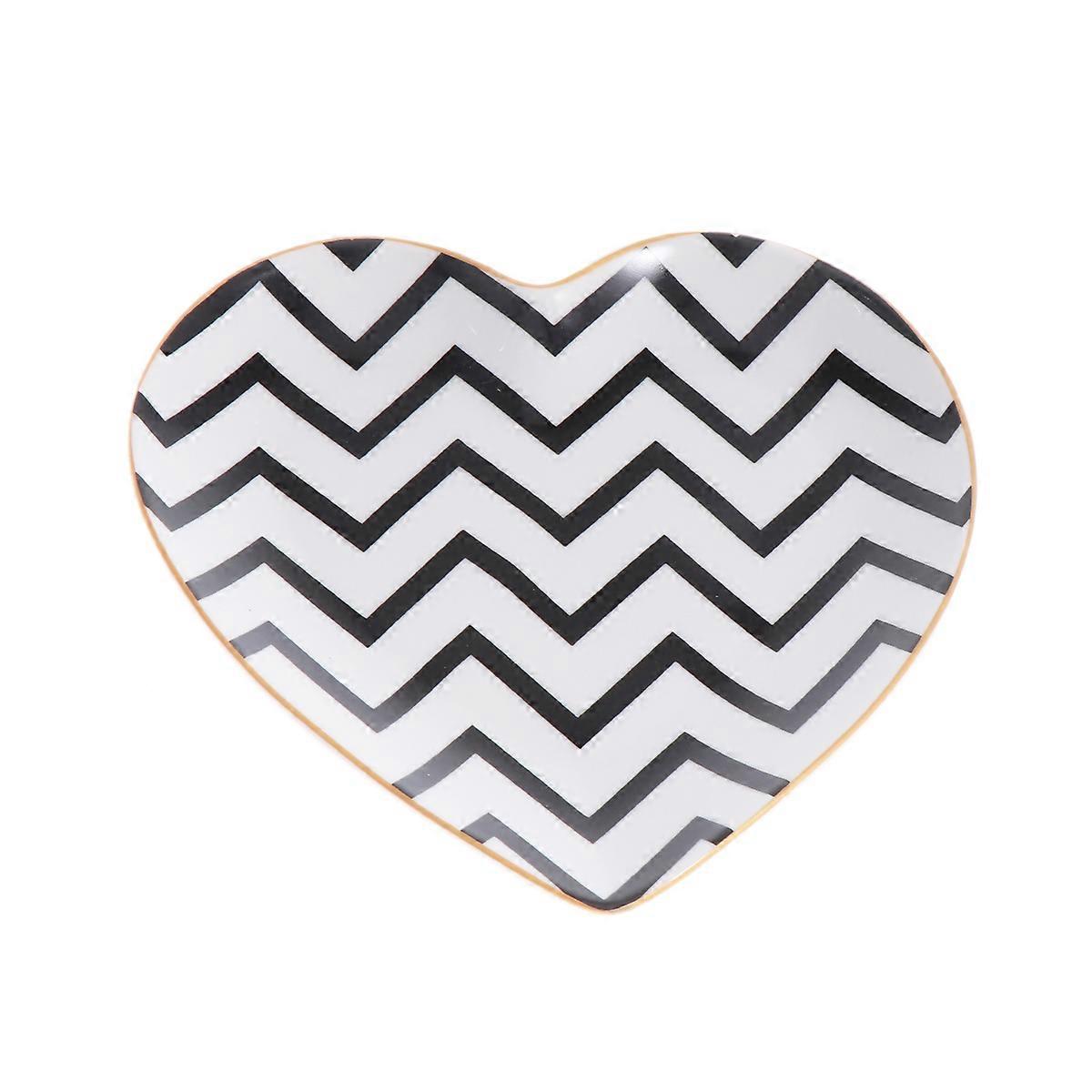 Dessert Dish Ceramic Plate Heart-Shaped Fruitcake Tray Dried Fruit Dish Gold Painted present Giving 1Pack