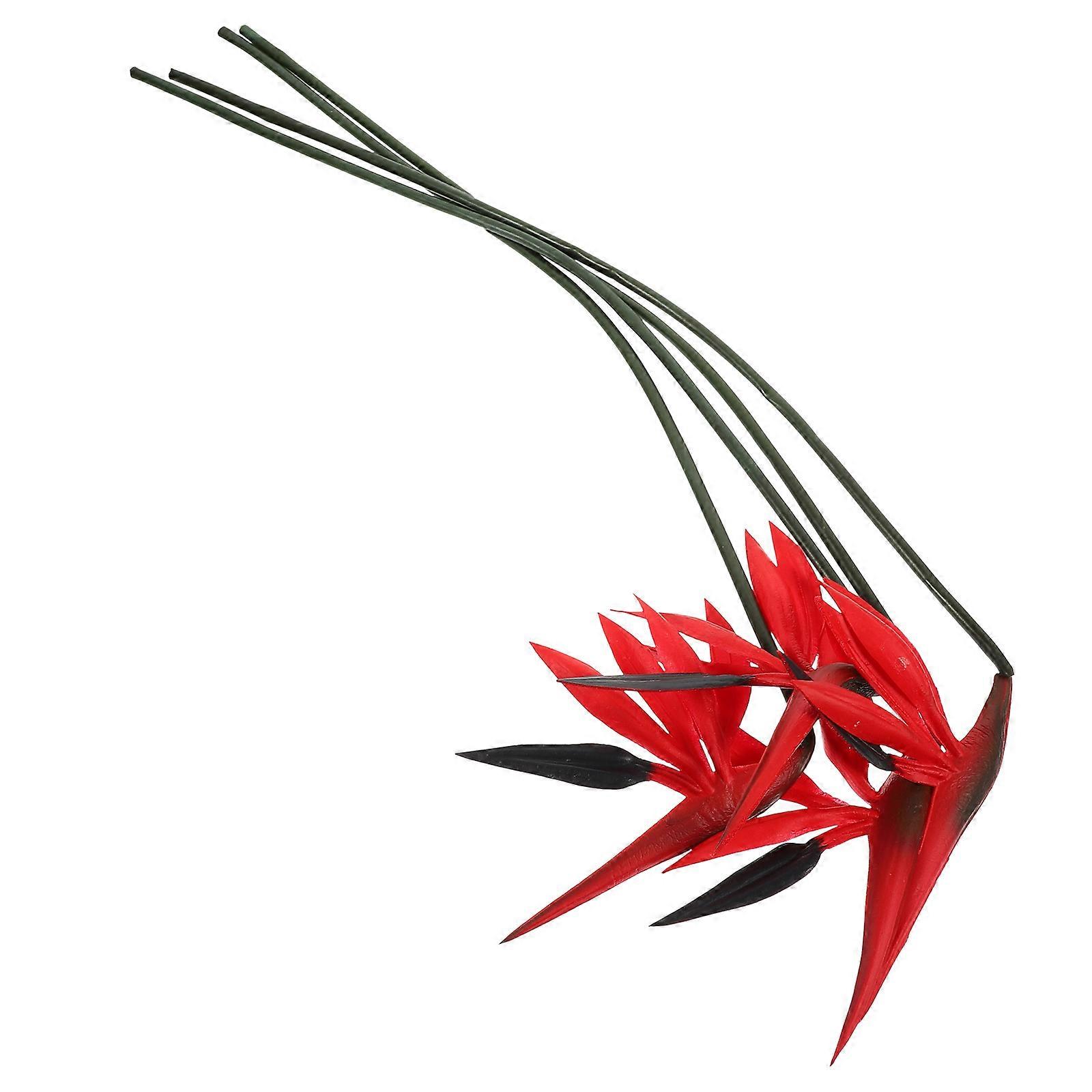 Lifelike Faux Flowers Tall Shape Red Color Summer Event Decoration 4Pcs