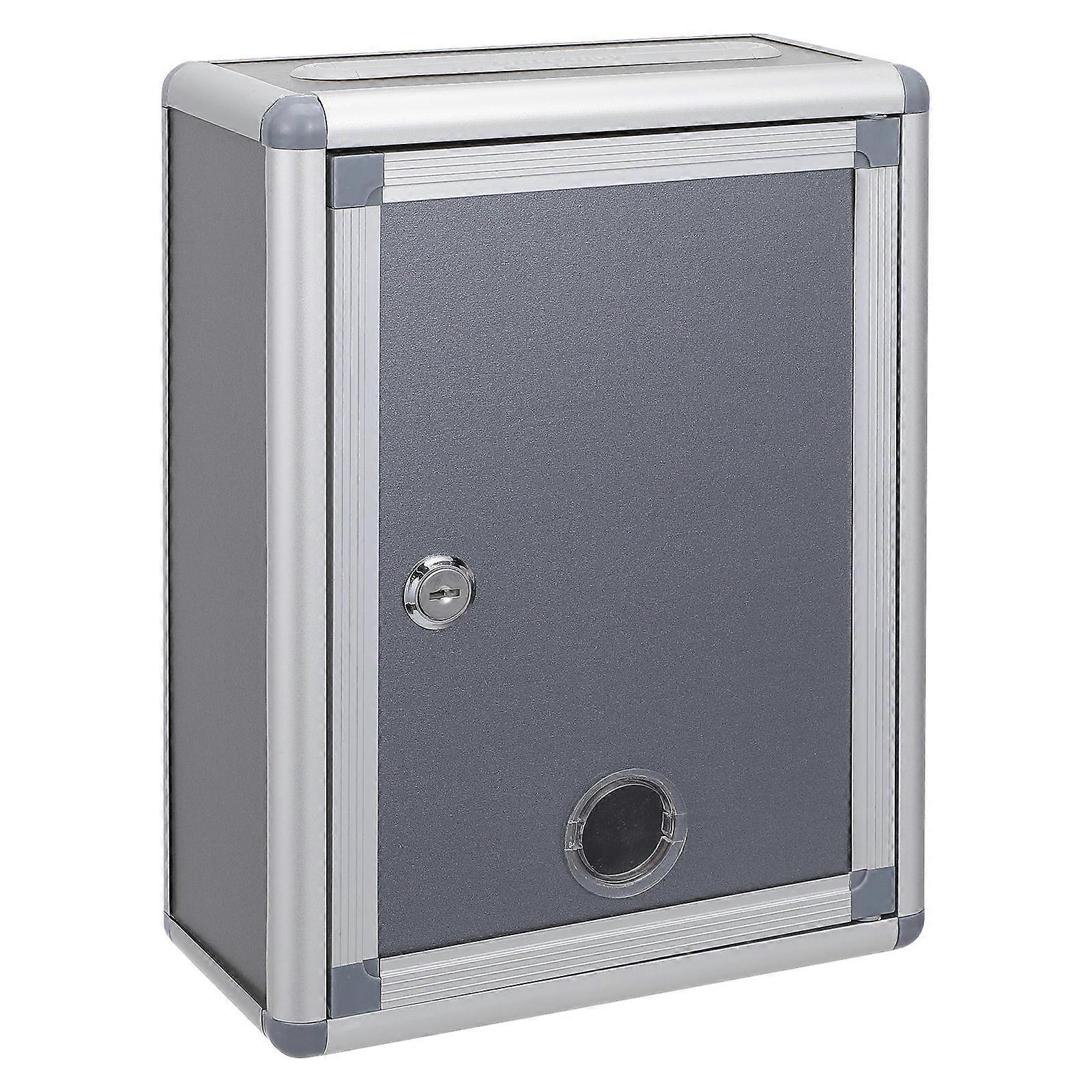 صندوق بريد حائط صغير صندوق اقتراح مكتب سبائك الألومنيوم يستخدم رمادي 11.20X8.25X3.54in قابل للقفل 1 قطعة