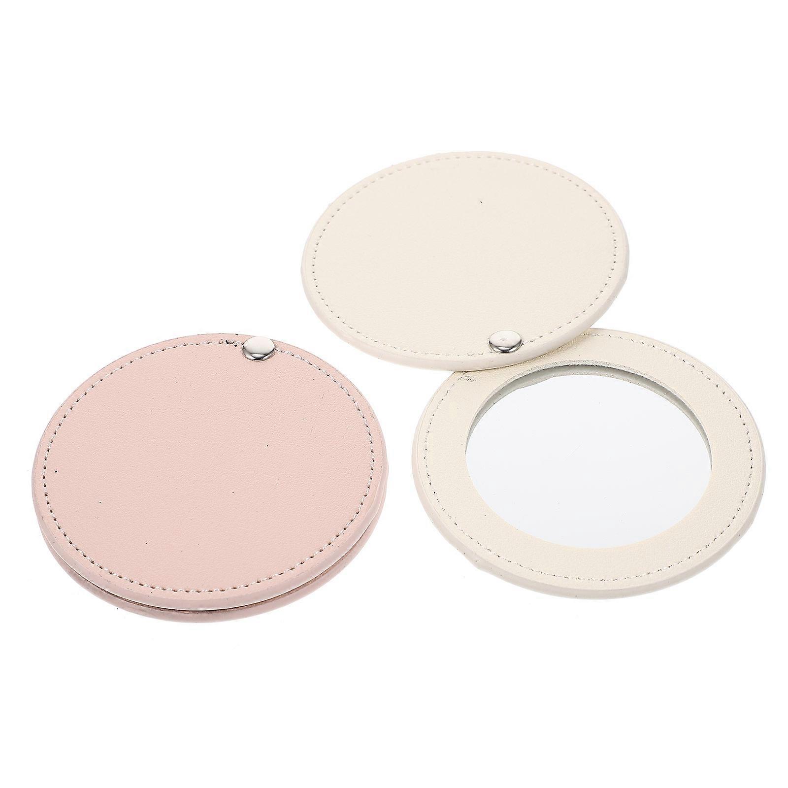 Small Compact Mirror Cosmetic Compact Mirror Practical Daily Makeup Pink 8x8cm 2Pcs