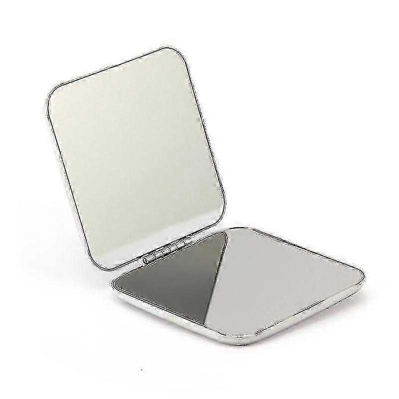 Makeup Mirror Dual Sided Portable Foldable 5.7x5.7cm (silver)