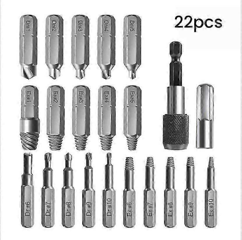 22 Piece High Speed Steel Wire Extraction Tool Set - Broken Wire Puller