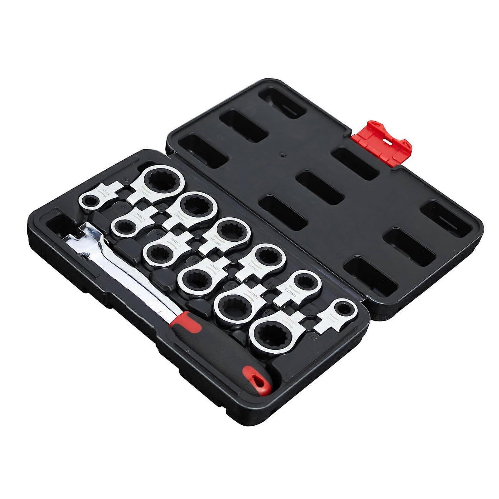 Ratcheting Wrench Set 12In1 Adjustable With QuickChange Heads