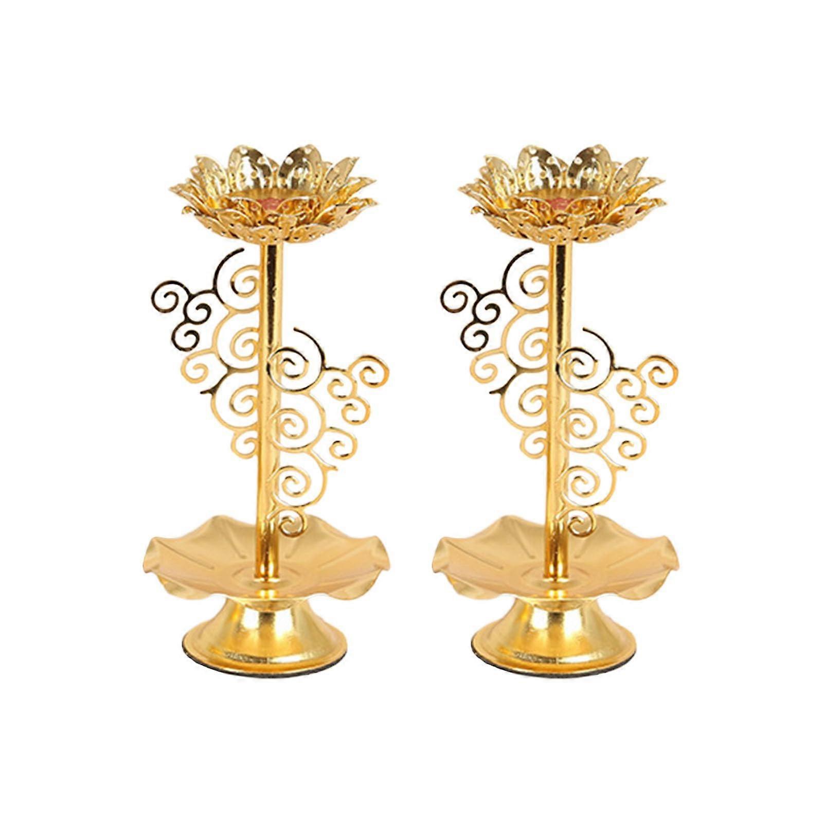 Candle holder made of iron, lotus shape, table decorations for temple, kitchen, dining table, inauguration ceremony Large