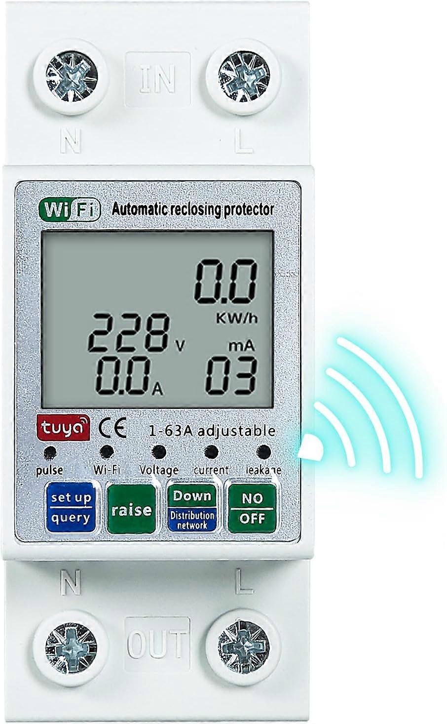 Home Voltmeter Ammeter, Tuya WiFi Smart Feedback Switch, Power Voltage, Energy Saving, Relay, Fuse, Breaker Protection