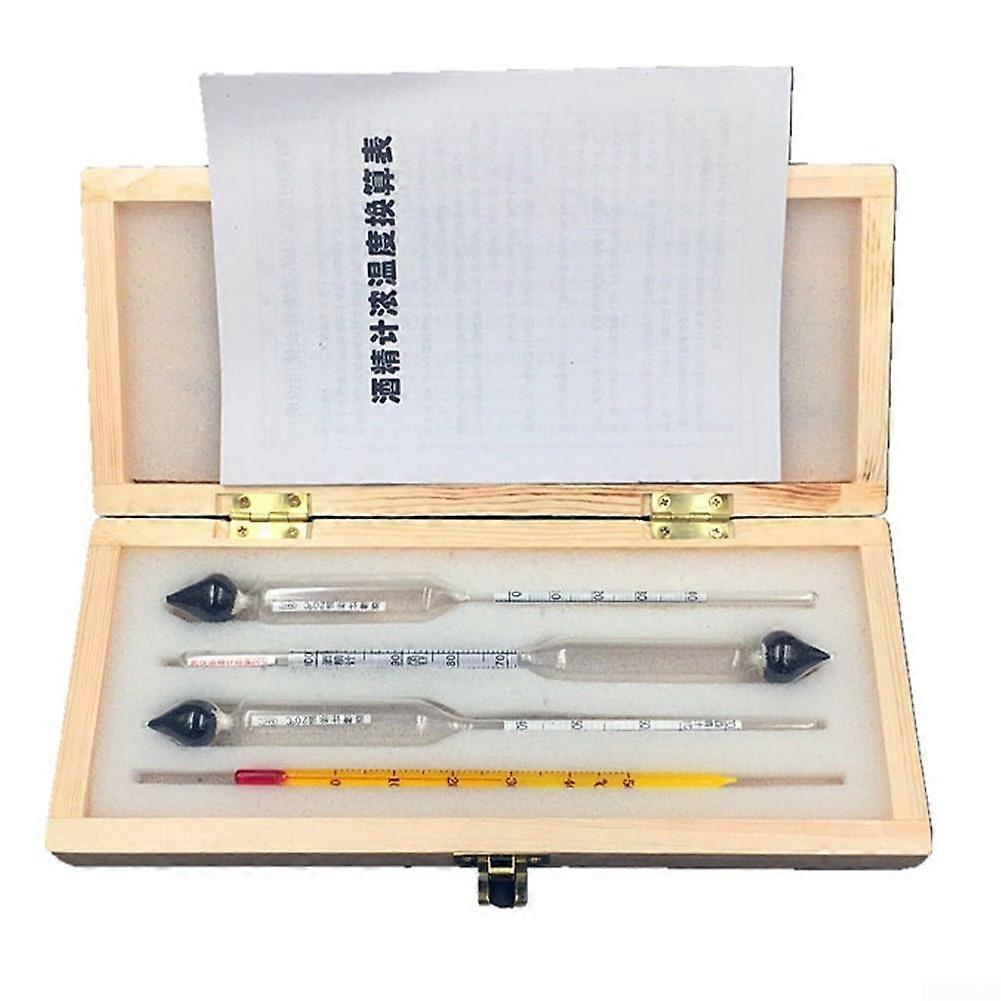 Complete alcohol measuring device set with wooden box, reliable and efficient testing tools
