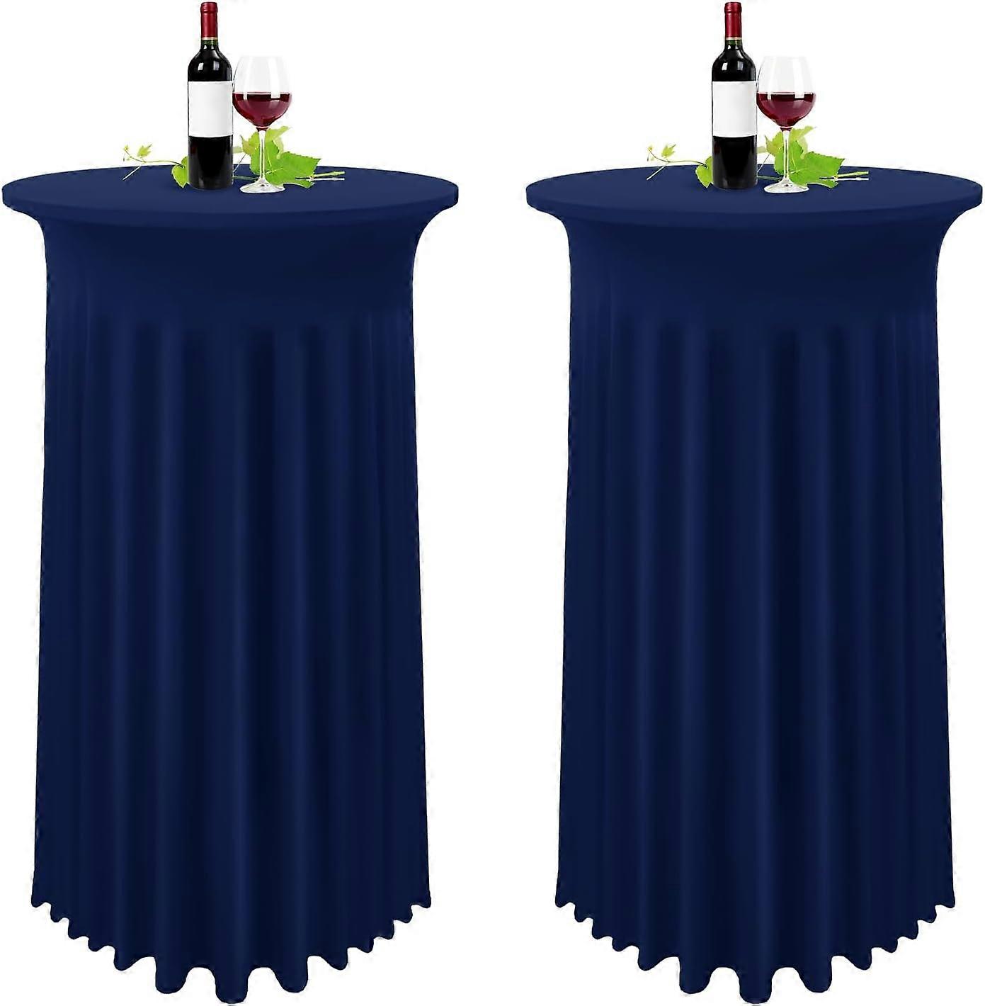 2er-Set Dunkelblaue Stehtischdecke, Stehtischdecke 80 x 110 cm, Marineblauer Plisseerock Tischdecke