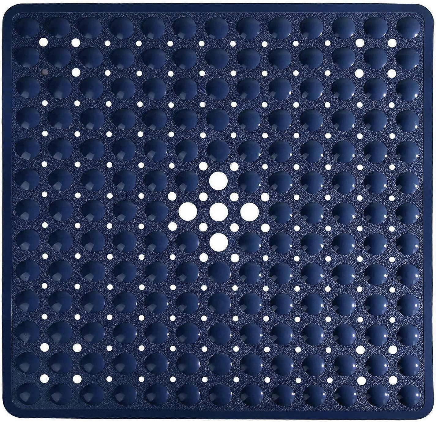 NonSlip Shower Mat with Suction Cups, Mildew Resistant, BPA Free, 53x53 cm, Navy Blue