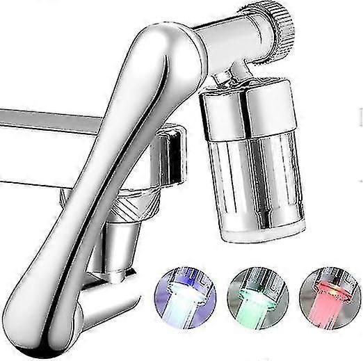 1440 Rotating Faucet Nozzle, Faucet Aerator with LED Lights, Faucet Aerator with Adjustable Knobs f