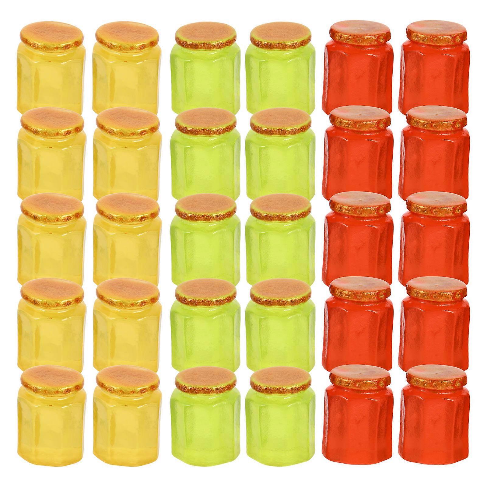 Dollhouse Decoration Mini Candy Jar Model Micro Landscape Creation Yellow Resin 30Pcs